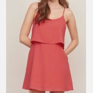 Abercrombie & Fitch coral pink tiered sleeveless mini dress